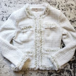 Boston proper white chain link woven jacket sz. 6 blazer